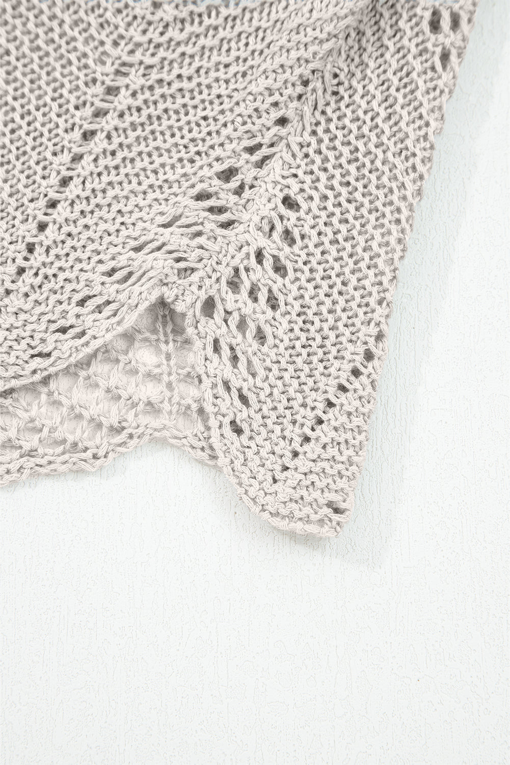 Parchment Hollow Out Knit 7/8 Sleeve Casual Sweater