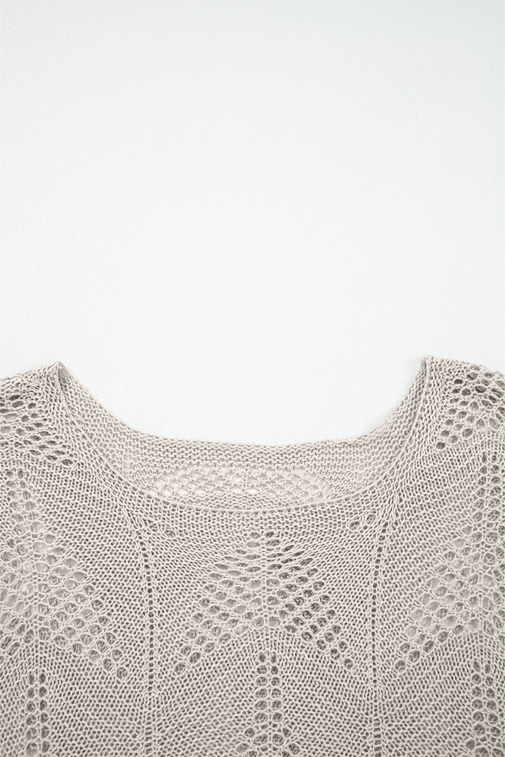 Parchment Hollow Out Knit 7/8 Sleeve Casual Sweater