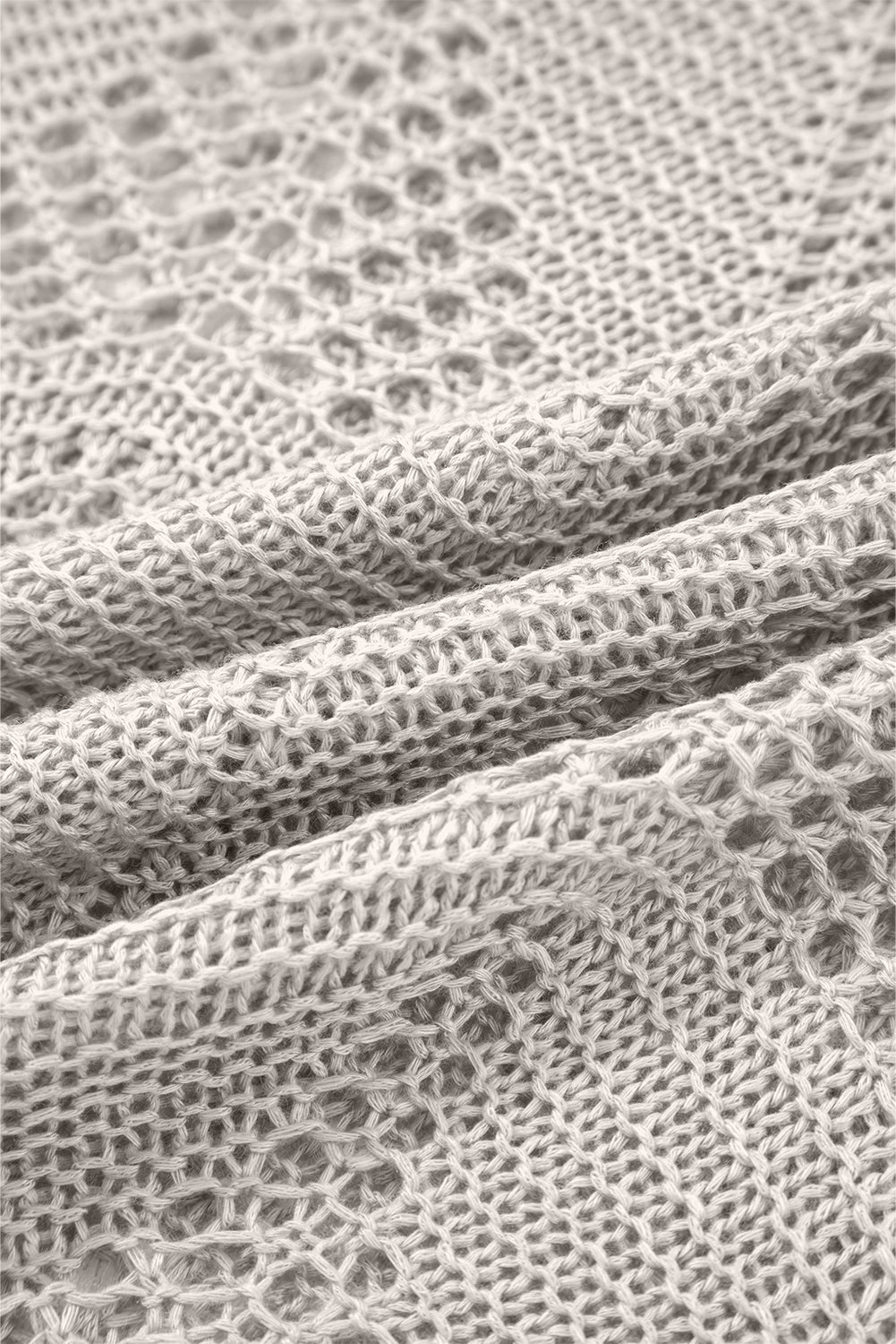 Parchment Hollow Out Knit 7/8 Sleeve Casual Sweater