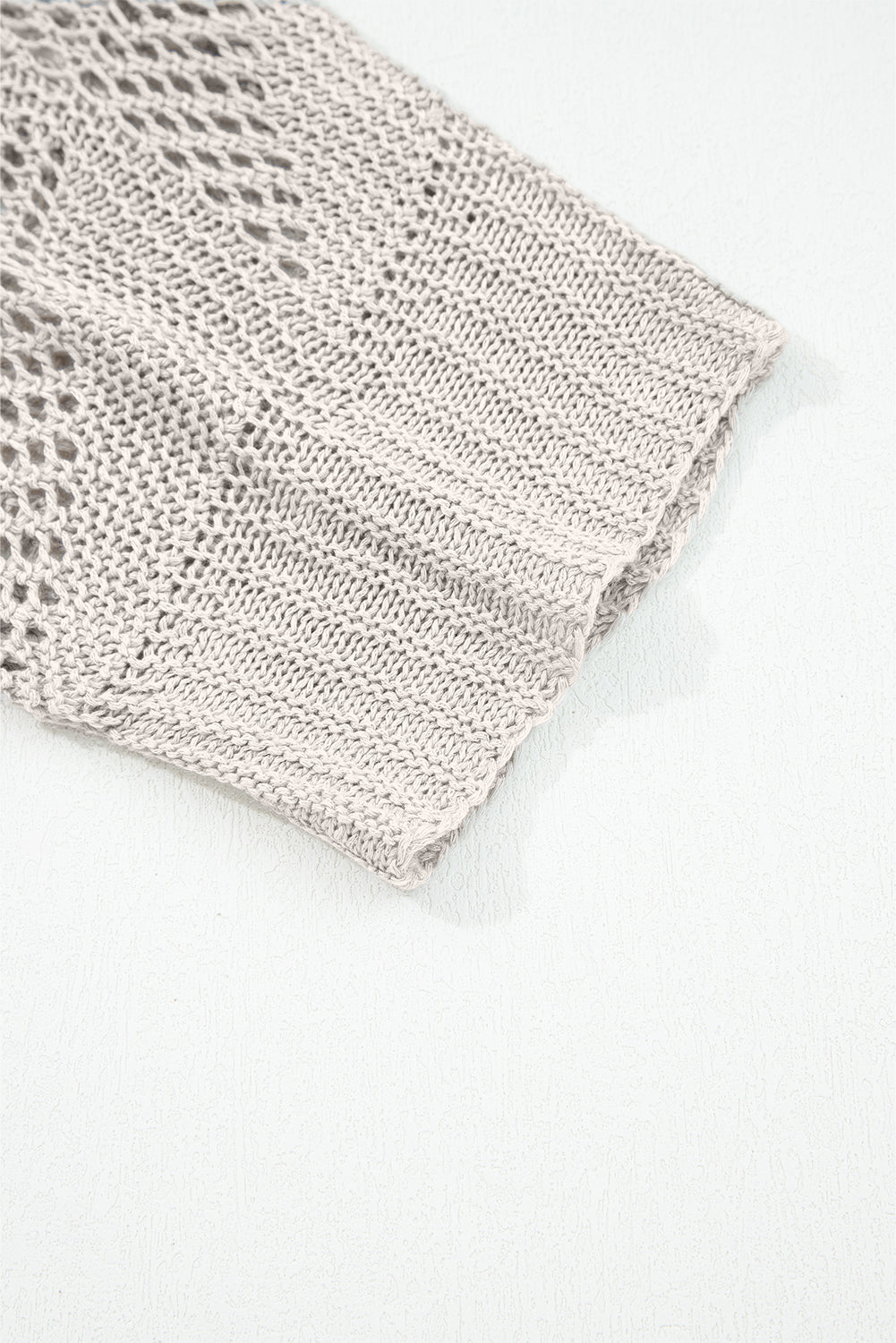 Parchment Hollow Out Knit 7/8 Sleeve Casual Sweater