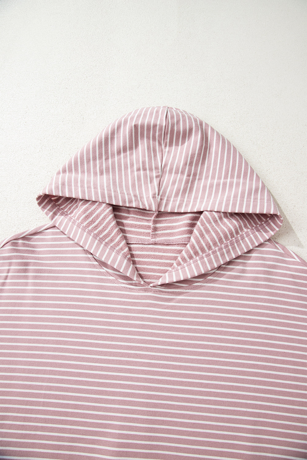 Purple Stripe Thumbhole Side Slits Drop Shoulder Loose Fit Hoodie