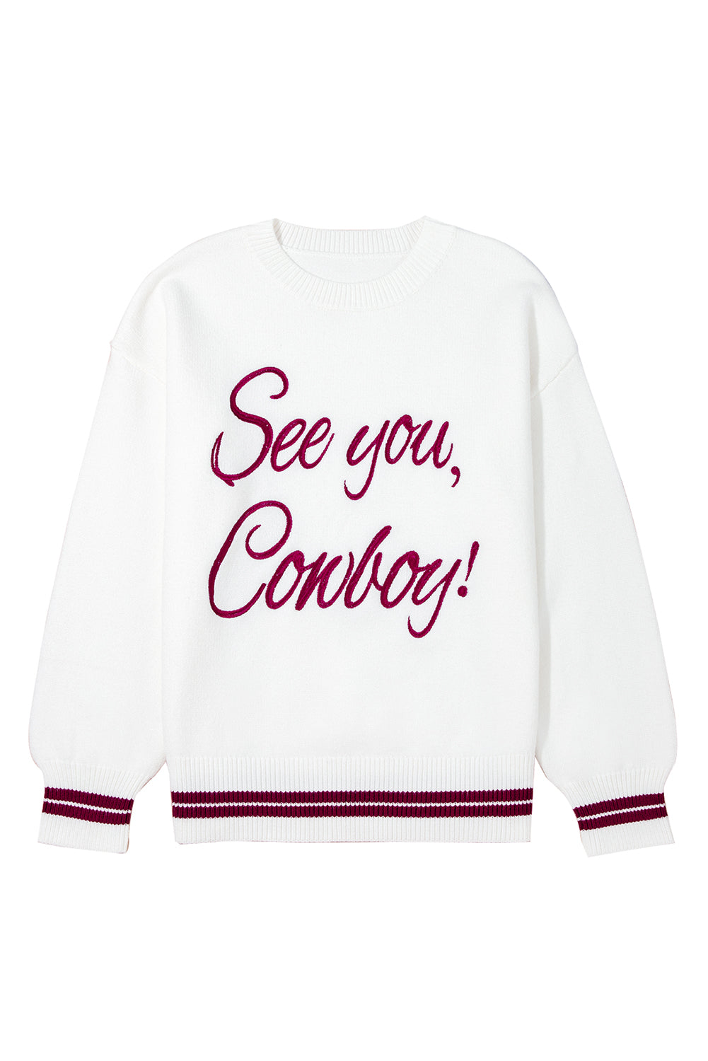 Coffee See You Cowboy Embroidered Western Graphic Sweater