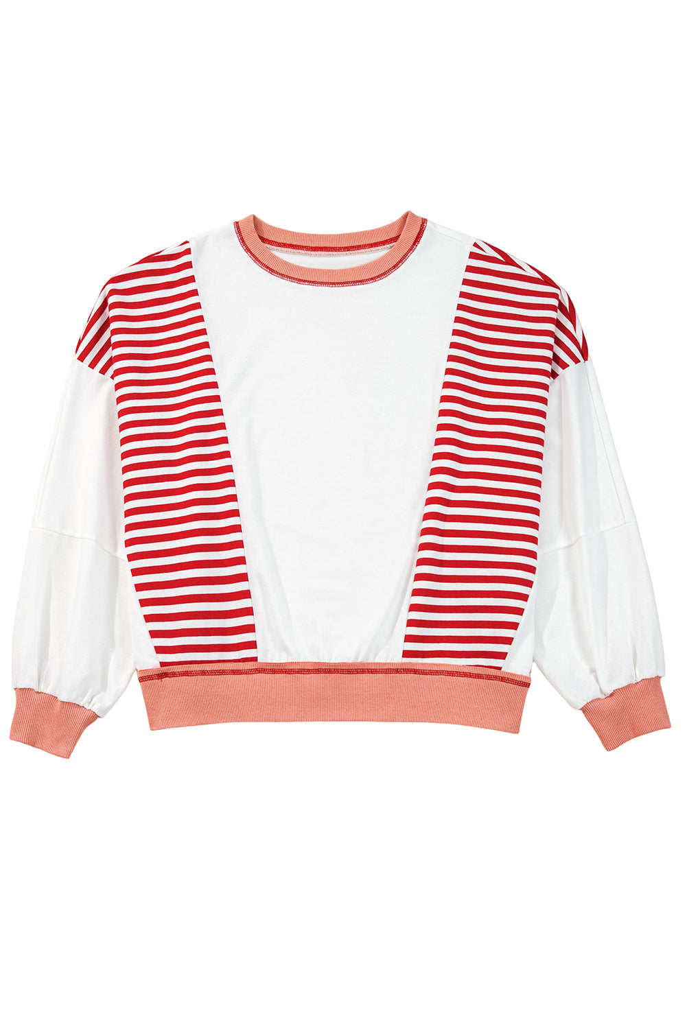 White Stripe Colorblock Patchwork Contrast Stitching Oversize Sweatshirt